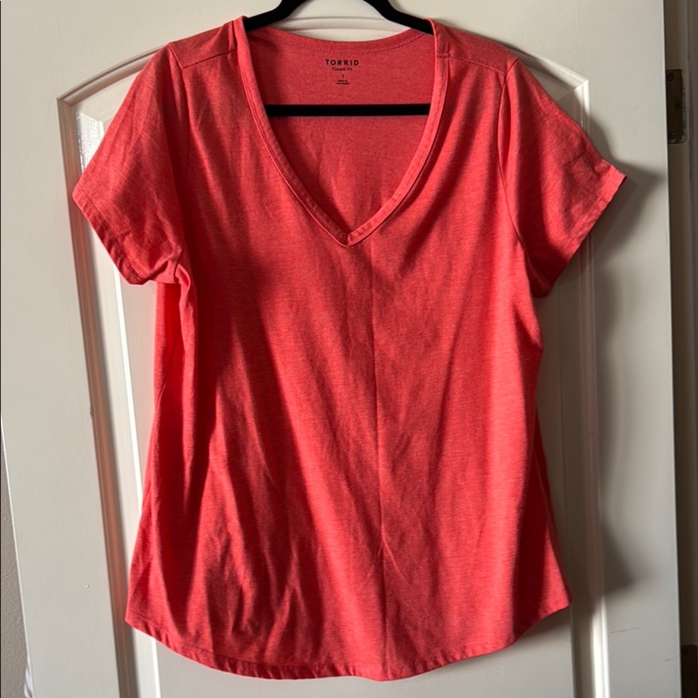 Torrid Orange Relaxed Classic V Neck Short Sleeve T Tee 1X